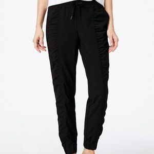 Garnet Hill Black Ruched Recycled Jogger Pant